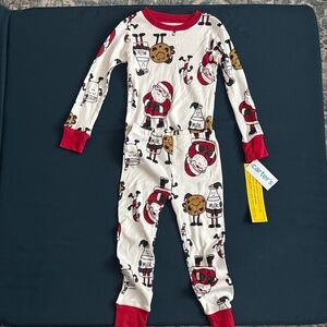 Carter's Santa and Milk Print Pajama Set - Red and White